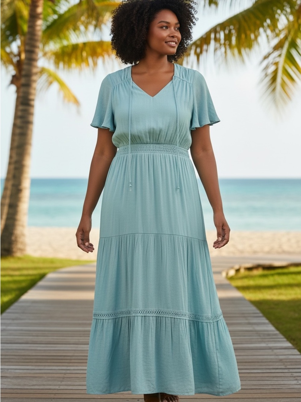 Luxology Resort vacation summer Maxi Dress Size Large